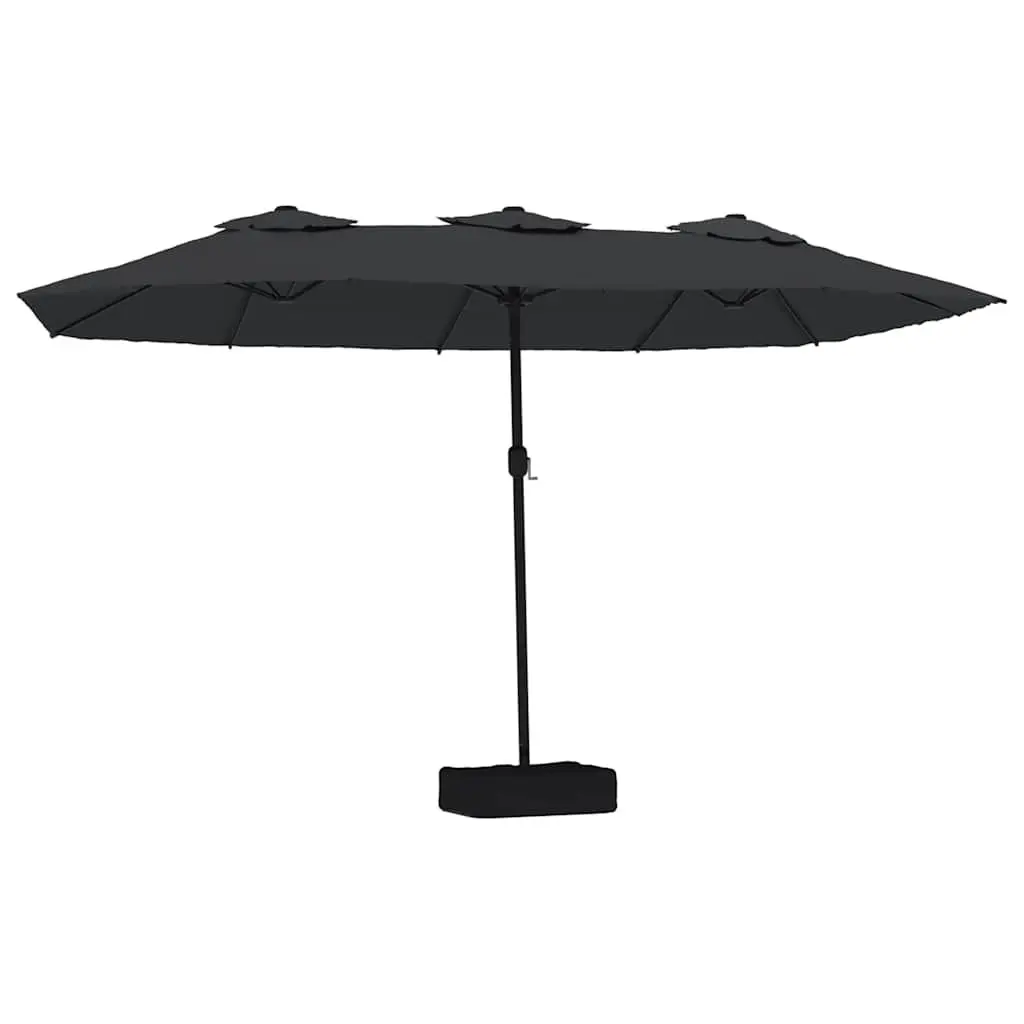 Double-Head Garden Parasol Black 449x265cm UV-Protective Crank Mechanism