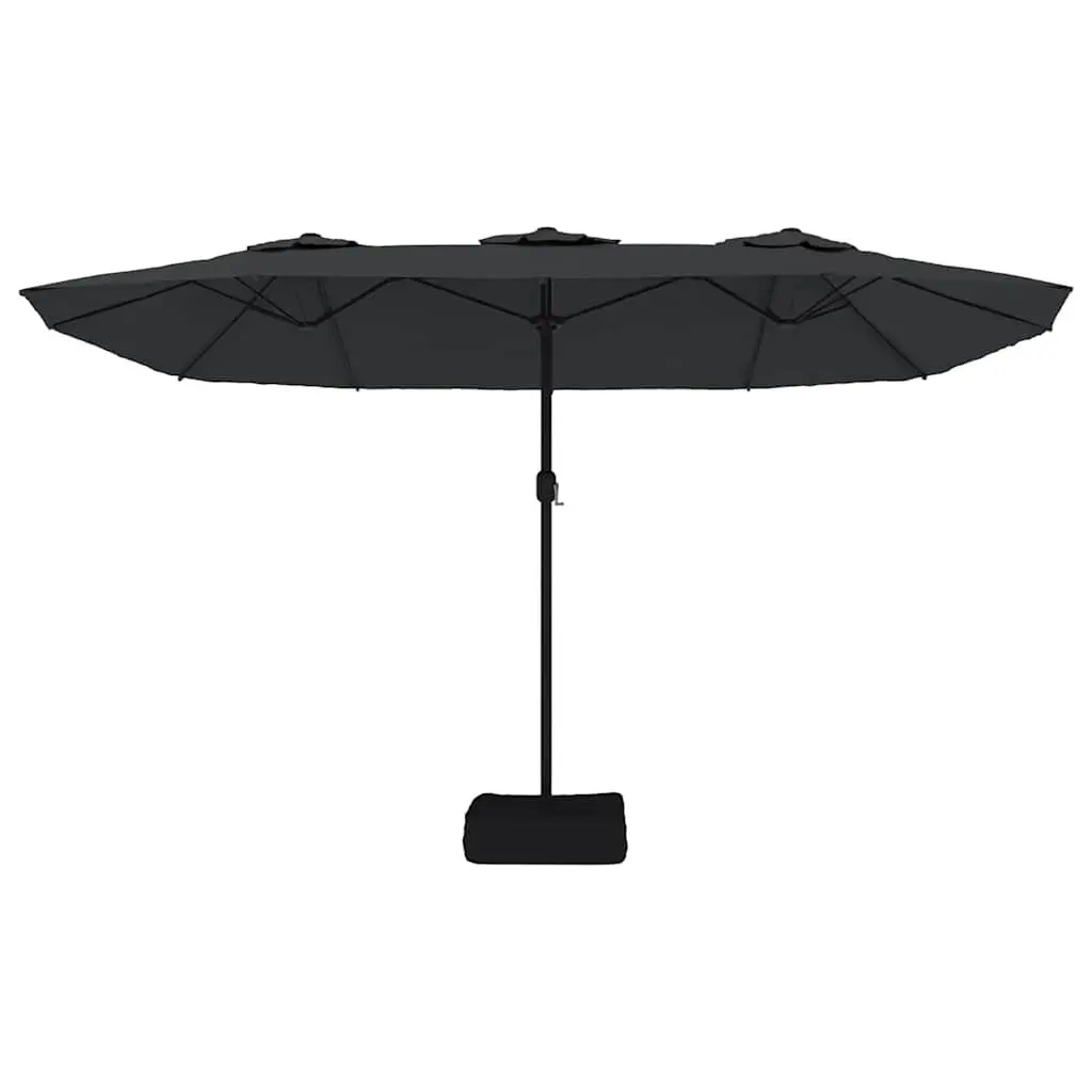 Double-Head Garden Parasol Black 449x265cm UV-Protective Crank Mechanism