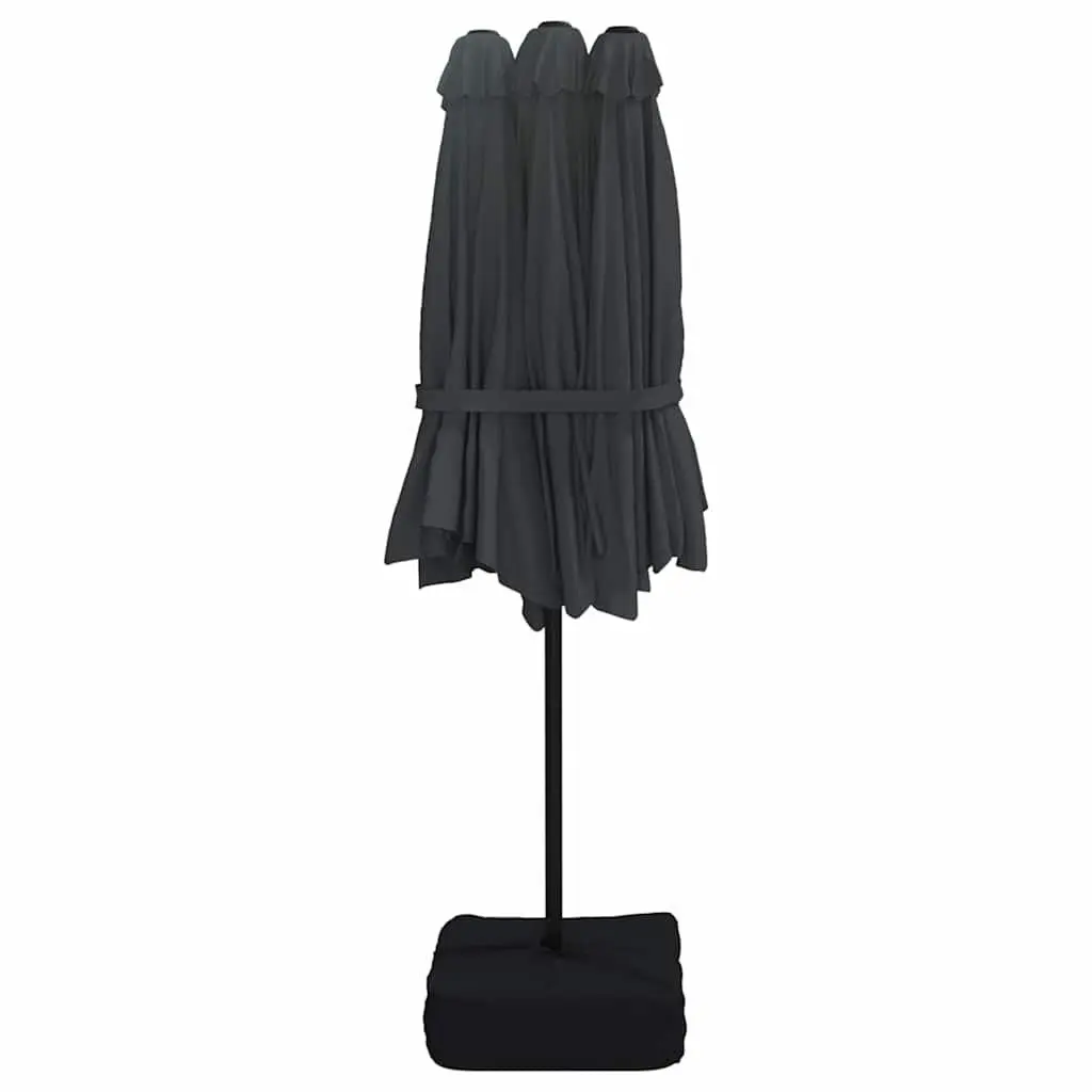 Double-Head Garden Parasol Black 449x265cm UV-Protective Crank Mechanism