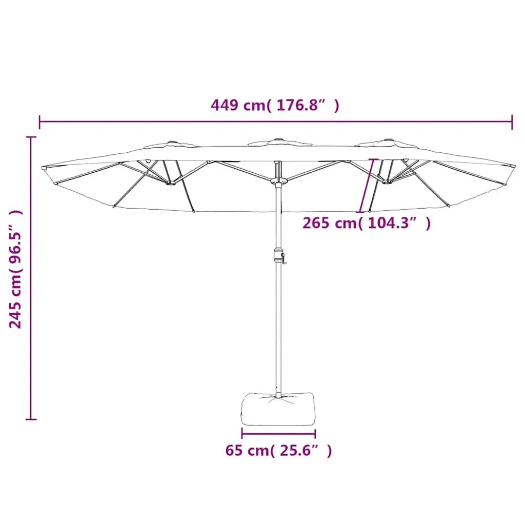 Double-Head Garden Parasol Black 449x265cm UV-Protective Crank Mechanism