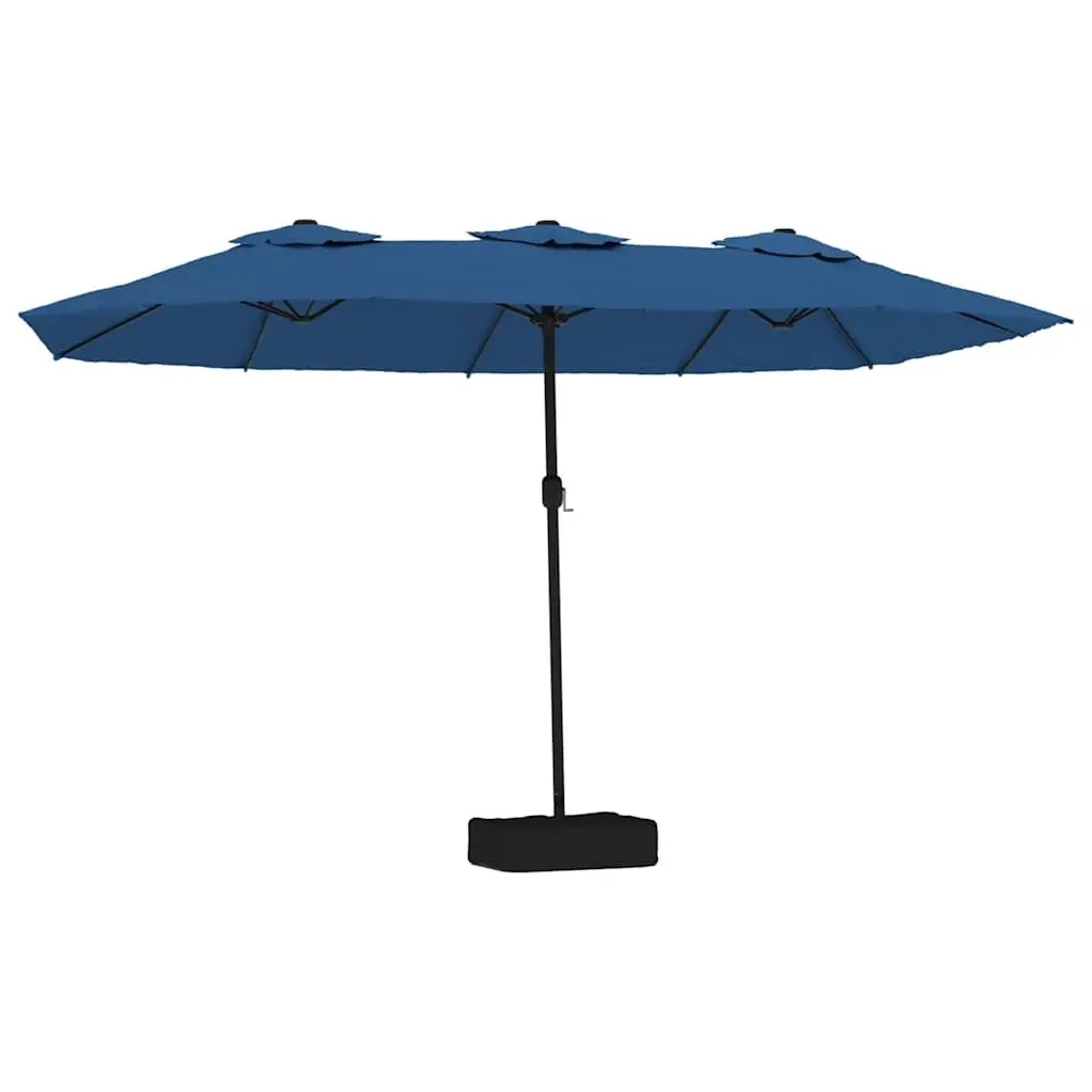 Double-Head Garden Parasol Azure Blue 449x265cm Crank Mechanism