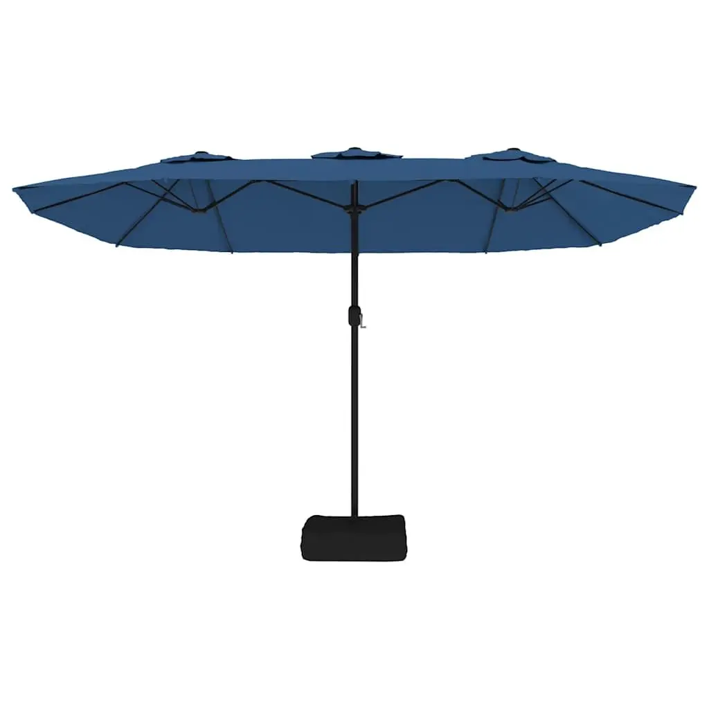 Double-Head Garden Parasol Azure Blue 449x265cm Crank Mechanism