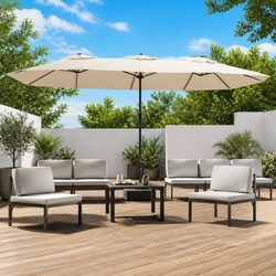 Compact Double-Head Garden Parasol with LED Illumination