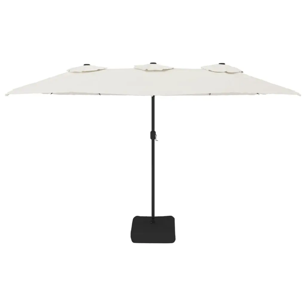 Double-Head Garden Parasol White 449x265cm with LED Lights Crank Mechanism