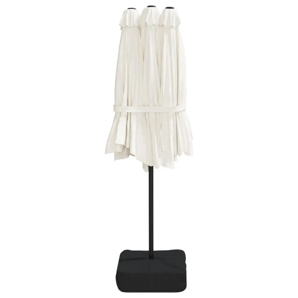 Double-Head Garden Parasol White 449x265cm with LED Lights Crank Mechanism