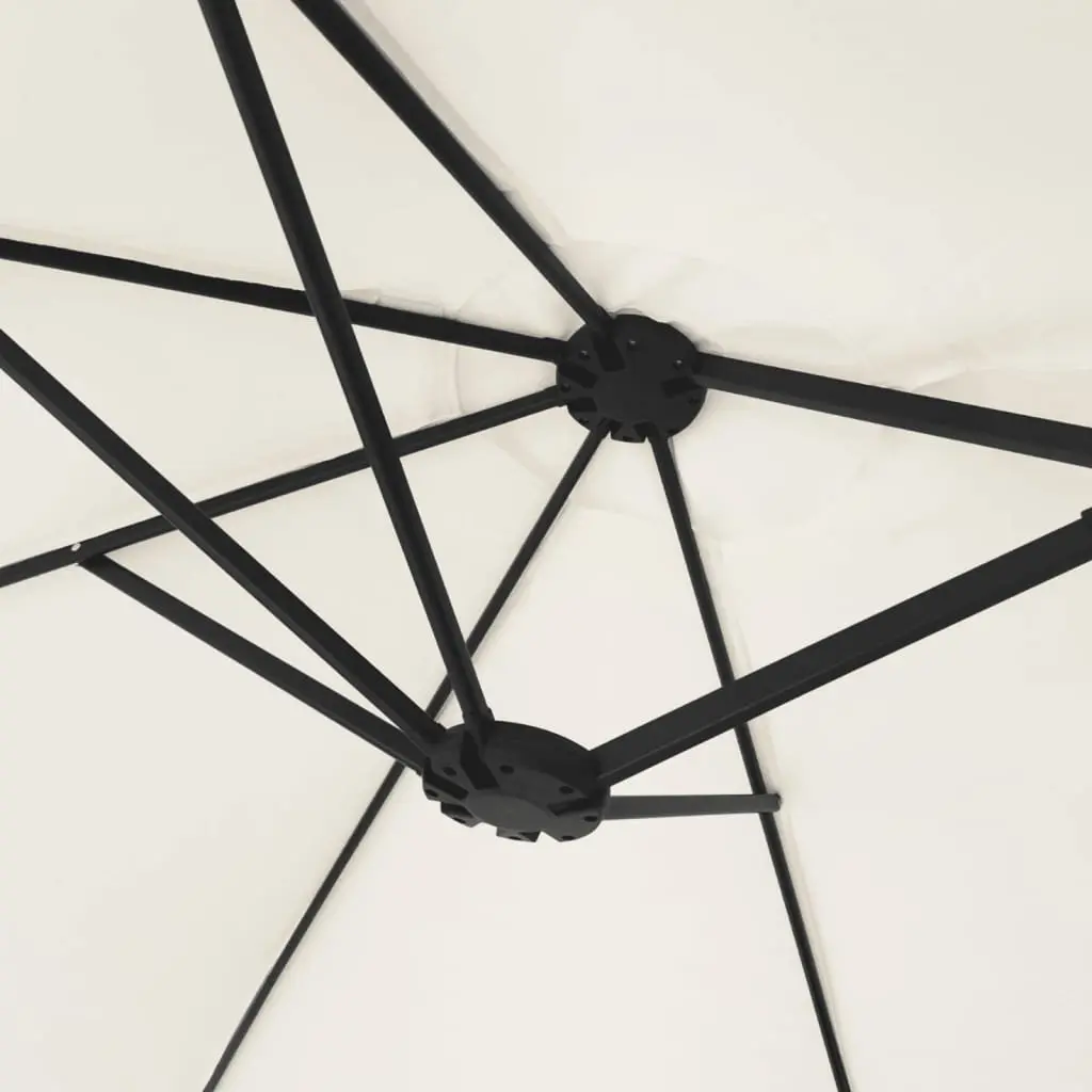 Double-Head Garden Parasol White 449x265cm with LED Lights Crank Mechanism
