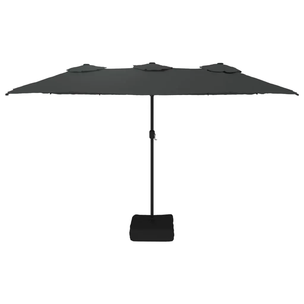 Double-Head Garden Parasol Anthracite 449x265cm LED Lights UV-Protective Polyester