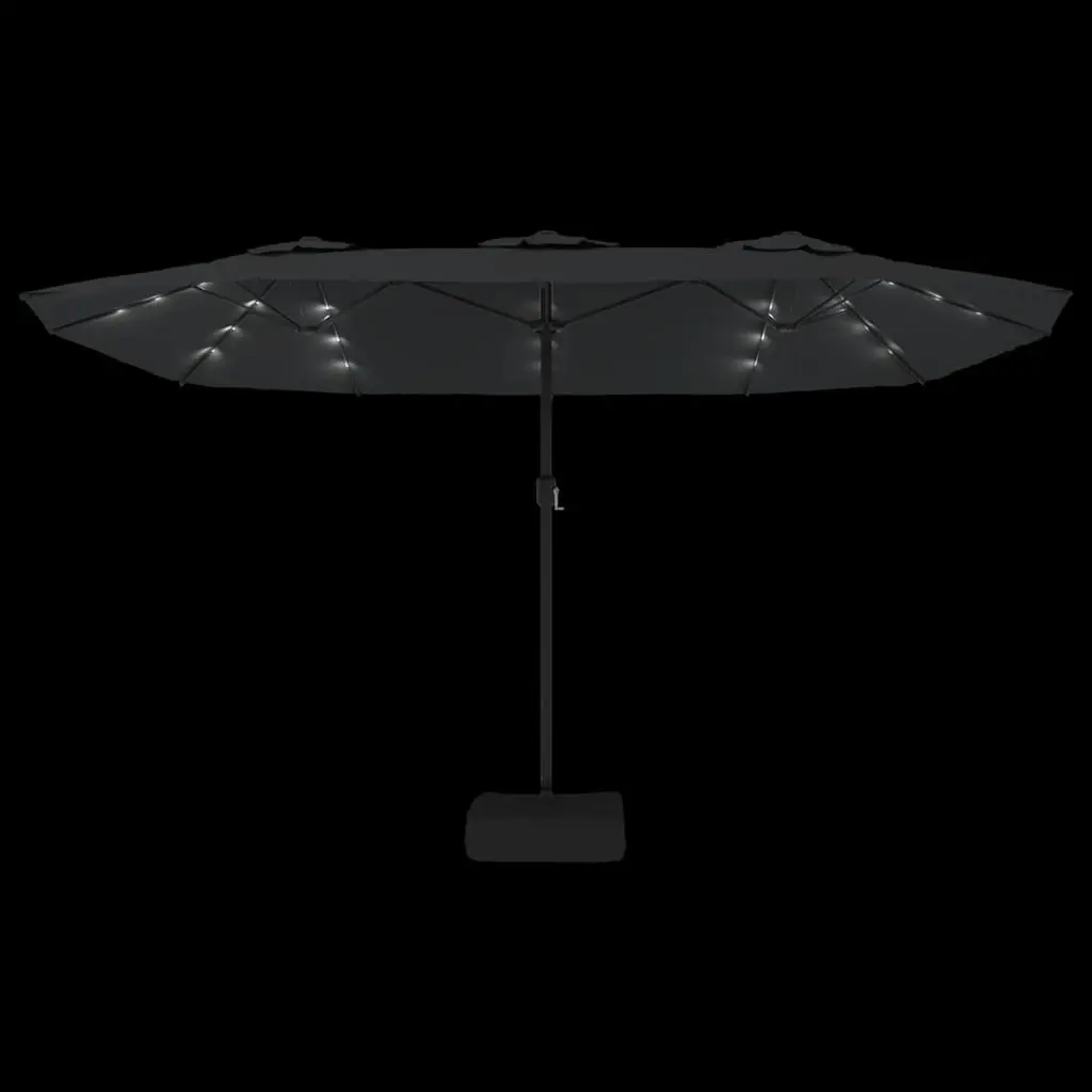 Double-Head Garden Parasol Anthracite 449x265cm LED Lights UV-Protective Polyester