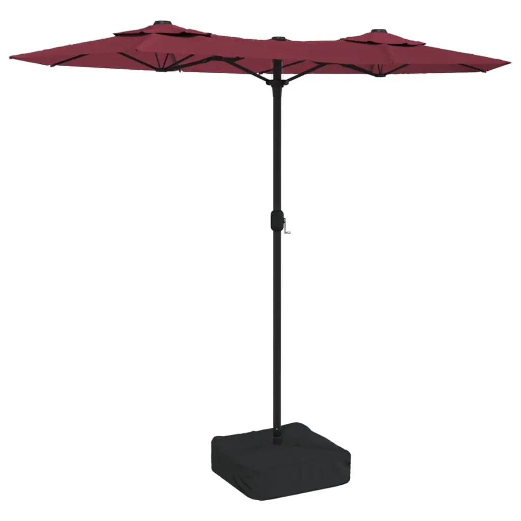 Double-Head Garden Parasol Red Crank Opening UV Protective Outdoor Sunshade
