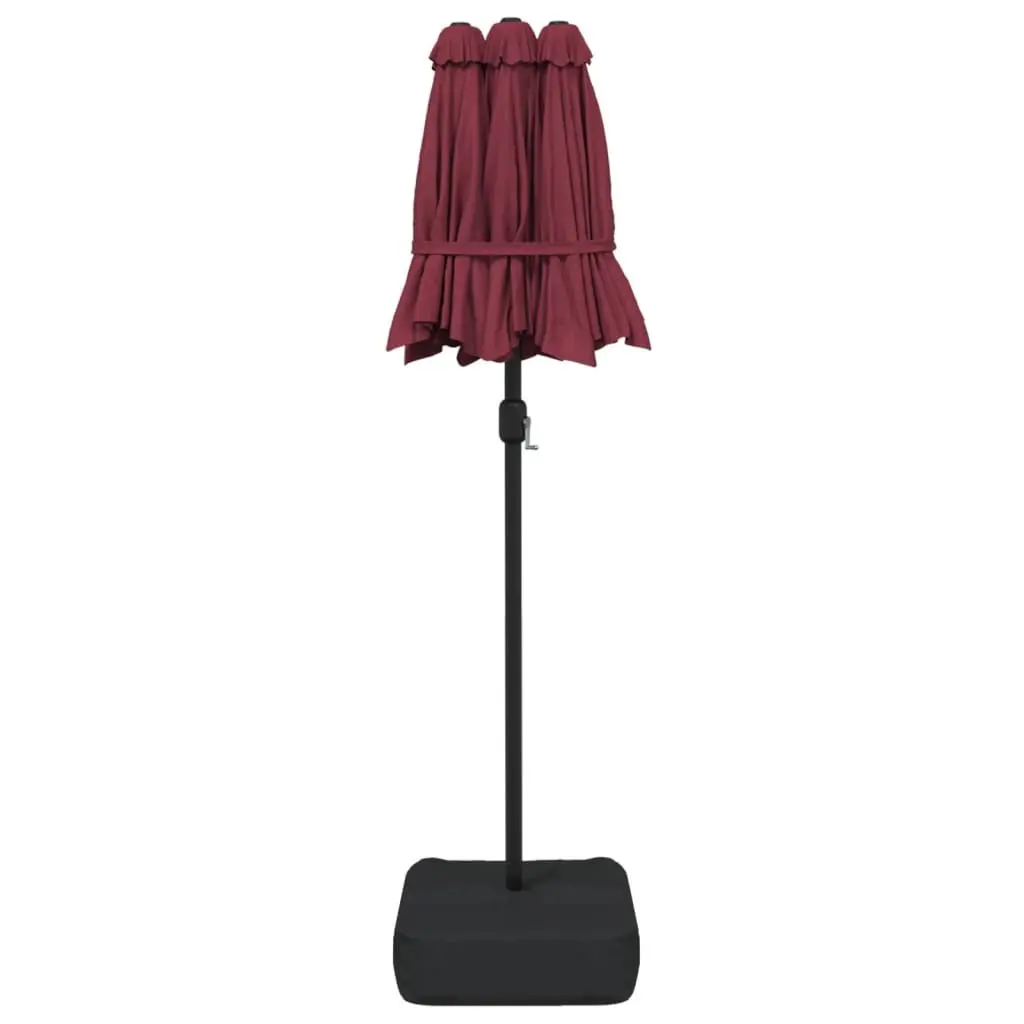 Double-Head Garden Parasol Red Crank Opening UV Protective Outdoor Sunshade