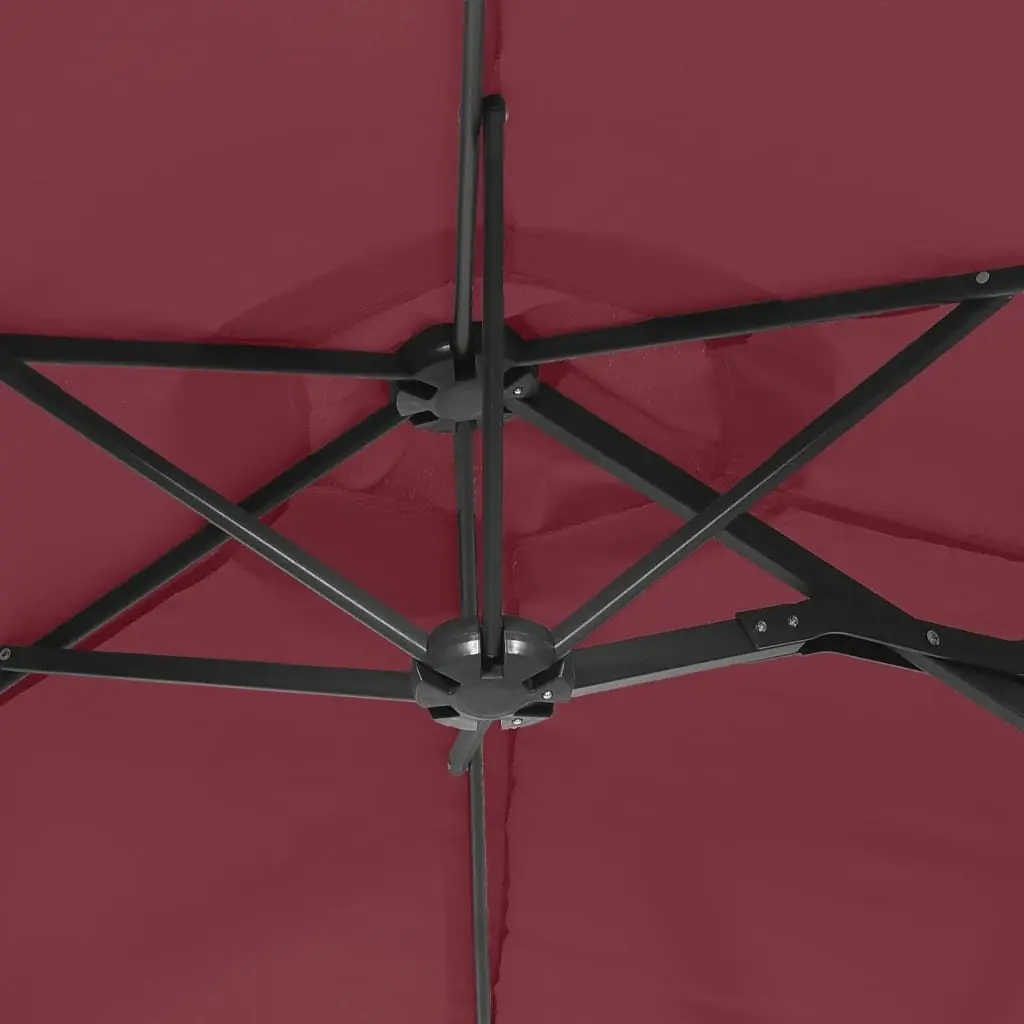 Double-Head Garden Parasol Red Crank Opening UV Protective Outdoor Sunshade