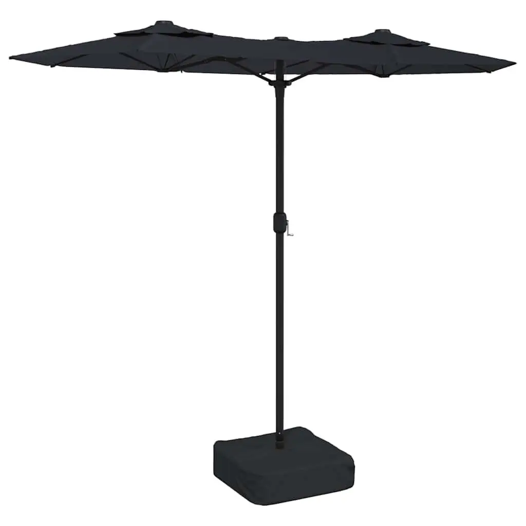 Double-Head Garden Parasol Black 316x145cm Crank Mechanism