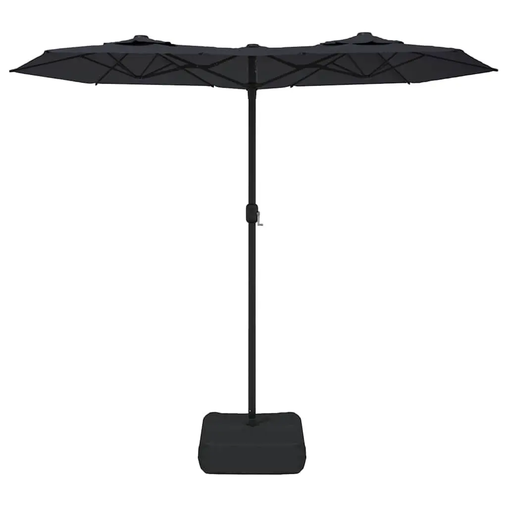 Double-Head Garden Parasol Black 316x145cm Crank Mechanism