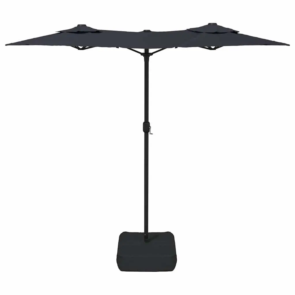 Double-Head Garden Parasol Black 316x145cm Crank Mechanism