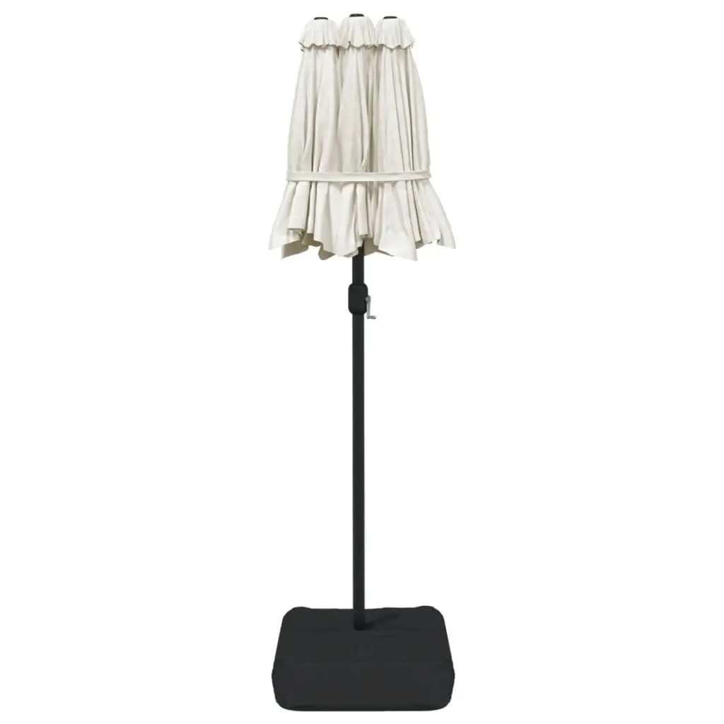 Double-Head Garden Parasol White 316x145cm with LED Lights