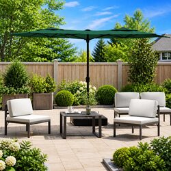 Compact Double-Head Garden Parasol with Lights