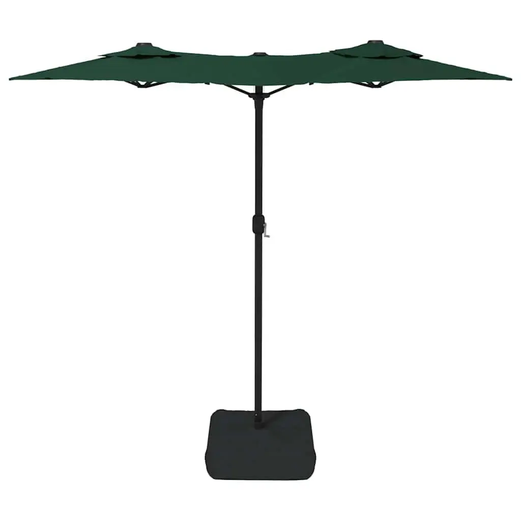 Double-Head Garden Parasol Green 316 x 145 cm Integrated LED Lights UV Protective Canopy