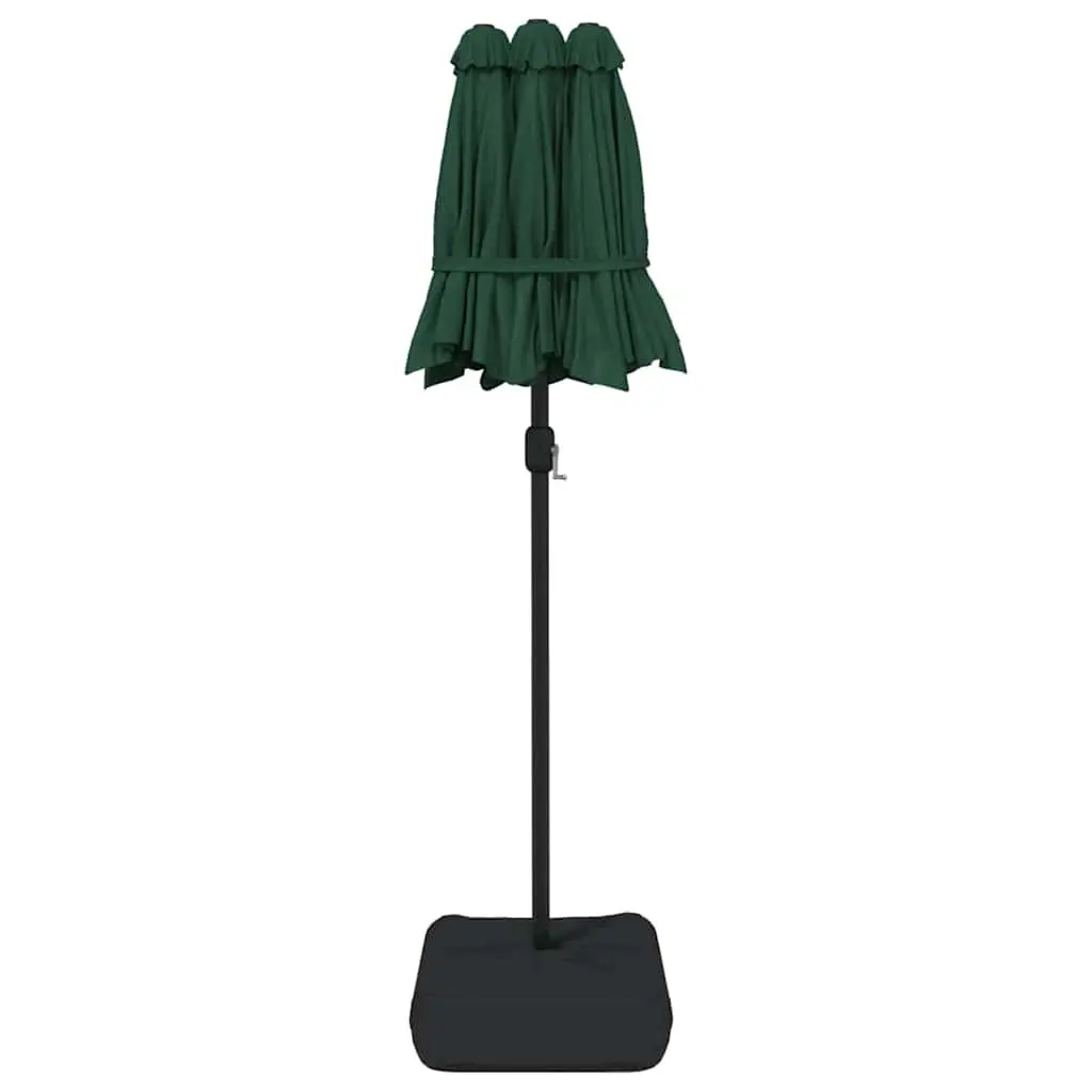 Double-Head Garden Parasol Green 316 x 145 cm Integrated LED Lights UV Protective Canopy