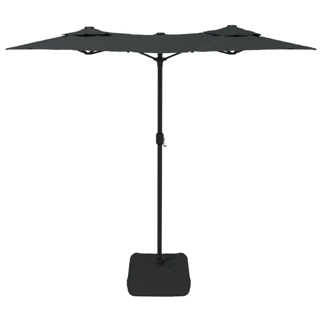 Double-Head Garden Parasol Anthracite 316x145cm LED Lights Crank Mechanism