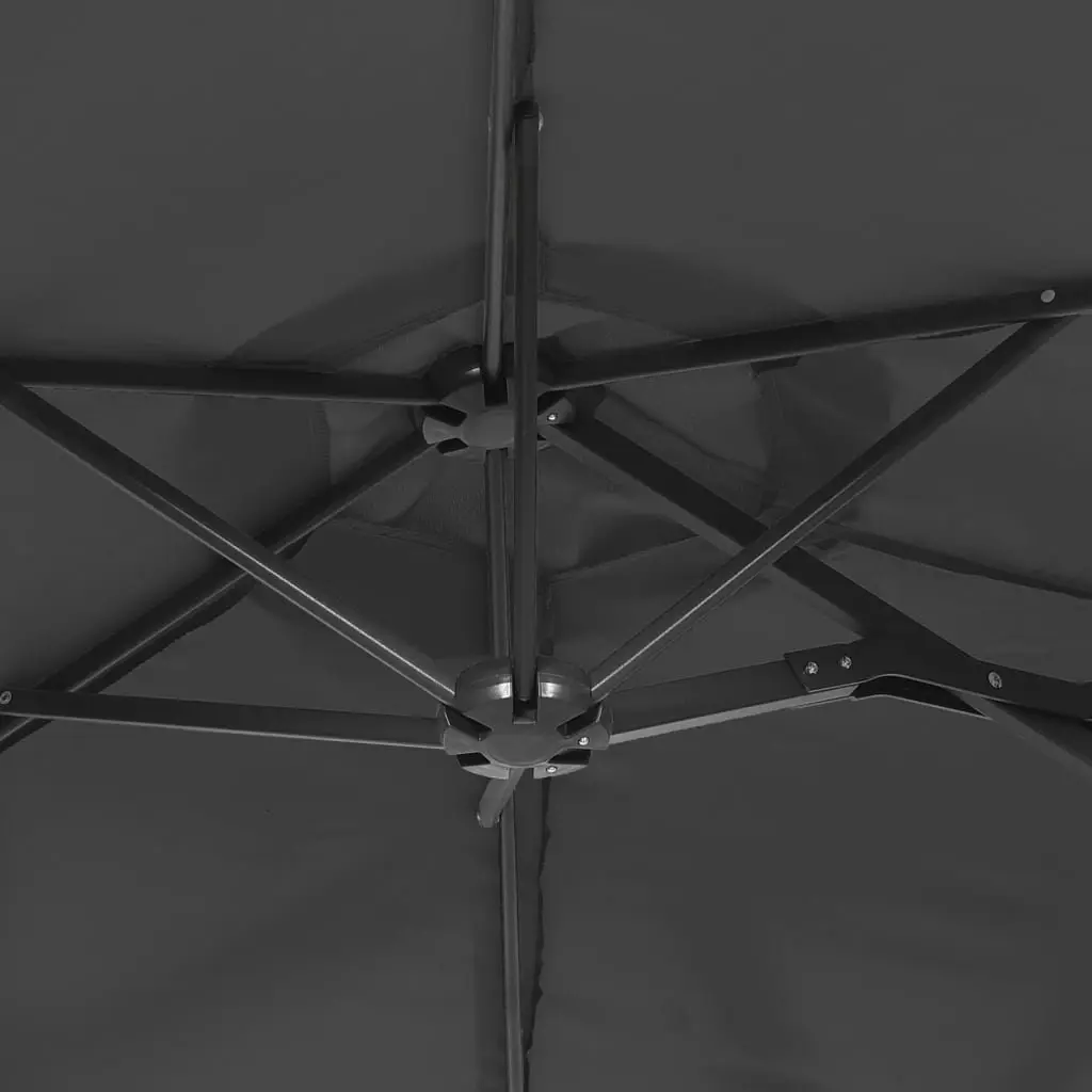 Double-Head Garden Parasol Anthracite 316x145cm LED Lights Crank Mechanism