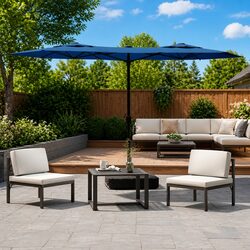 Double-Head Garden Parasol: Stylish Shade with LED Lights