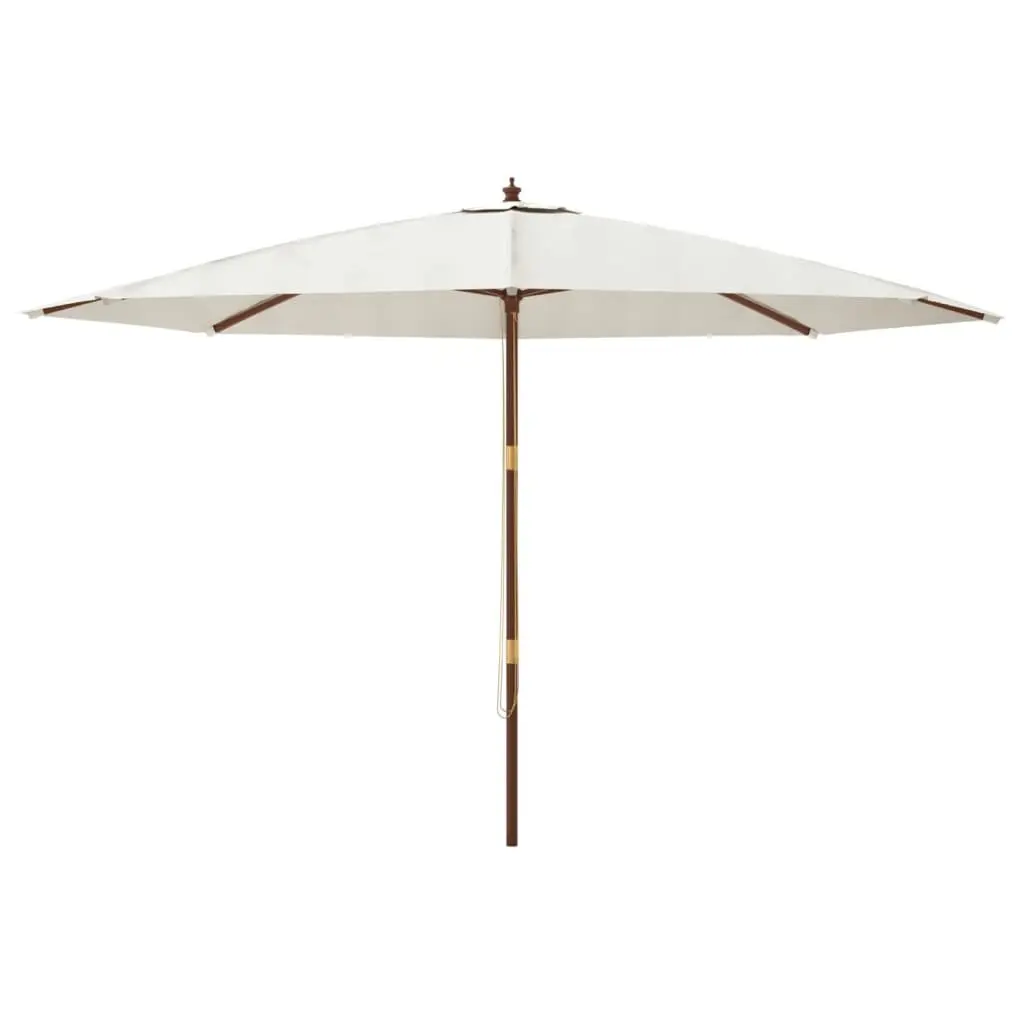 Garden Parasol White 400 x 273 cm UV Protective Polyester Canopy with Hardwood Pole and Wind Vent