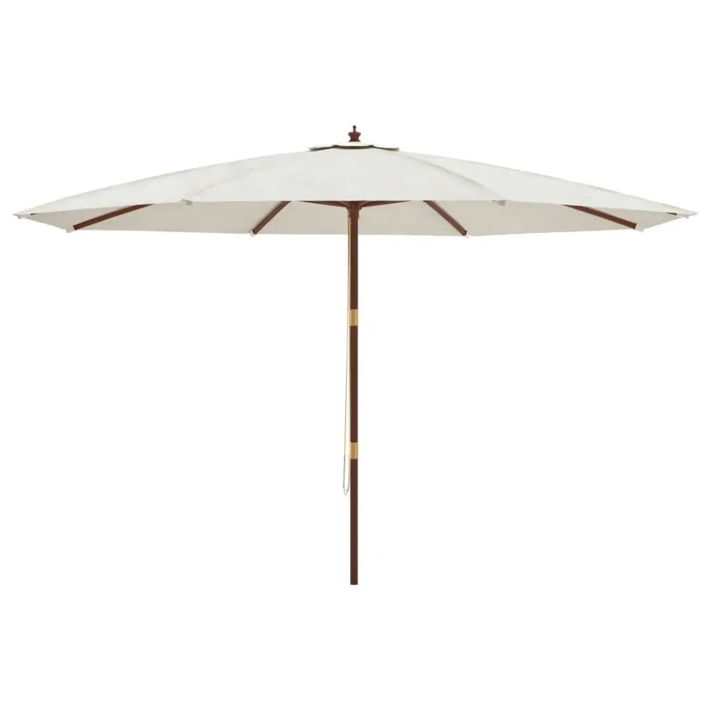 Garden Parasol White 400 x 273 cm UV Protective Polyester Canopy with Hardwood Pole and Wind Vent