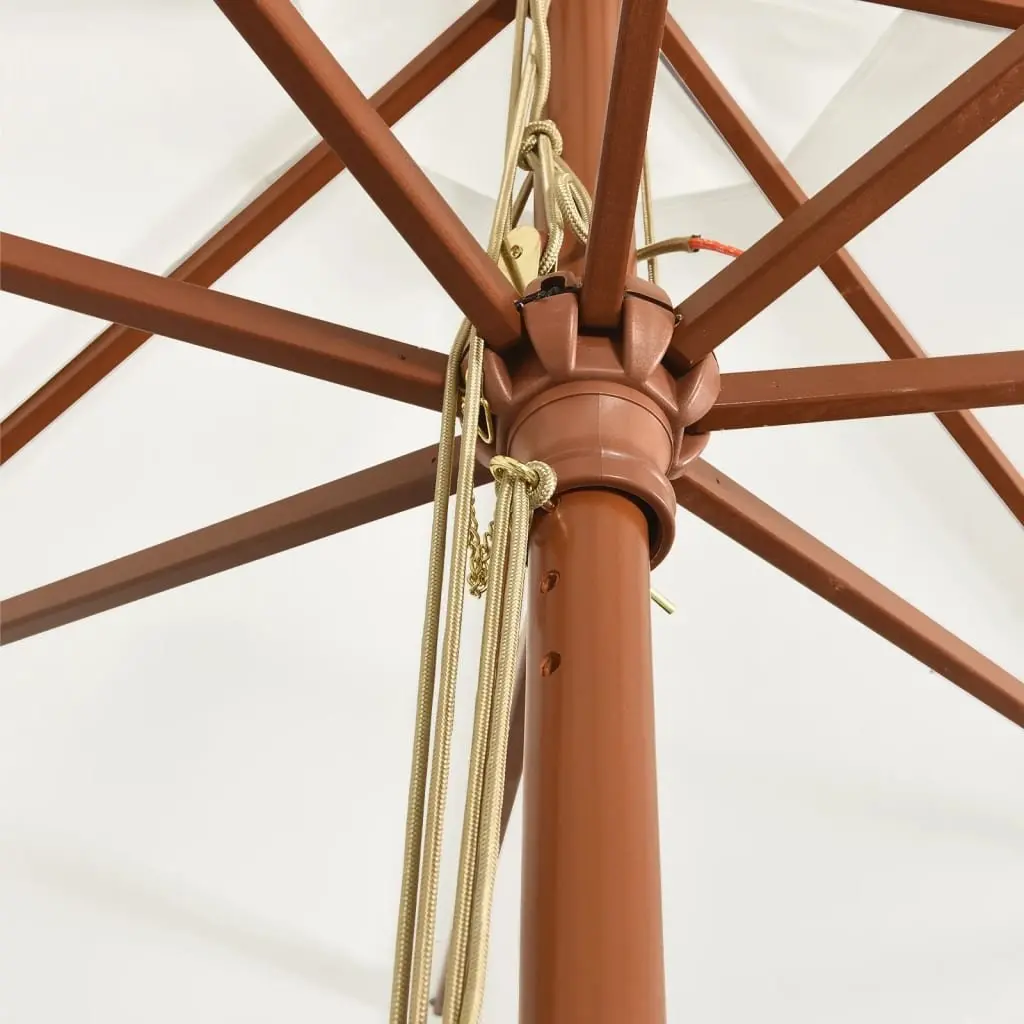 Garden Parasol White 400 x 273 cm UV Protective Polyester Canopy with Hardwood Pole and Wind Vent