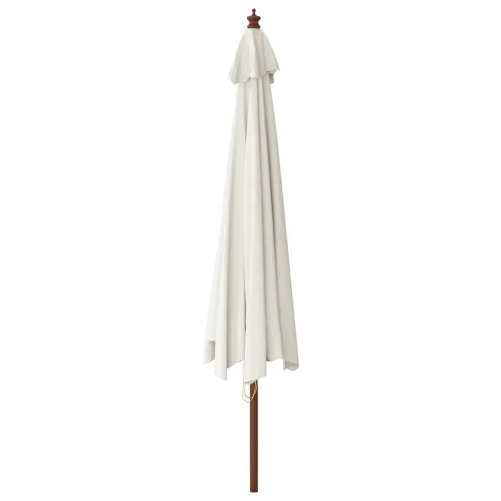 Garden Parasol White 400 x 273 cm UV Protective Polyester Canopy with Hardwood Pole and Wind Vent