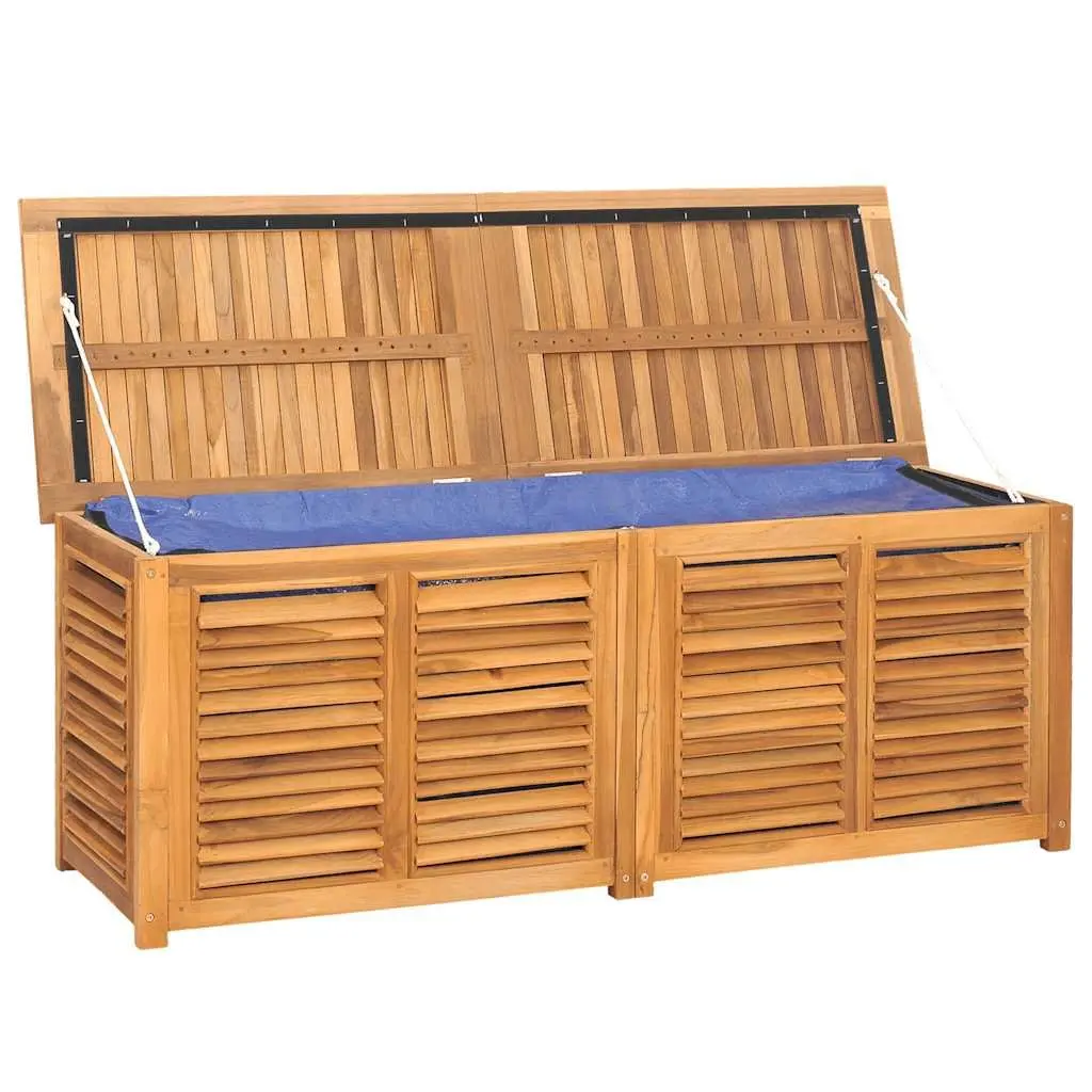 Garden Storage Box Brown 150x50x55cm Solid Teak Wood Outdoor Furniture with Louvres