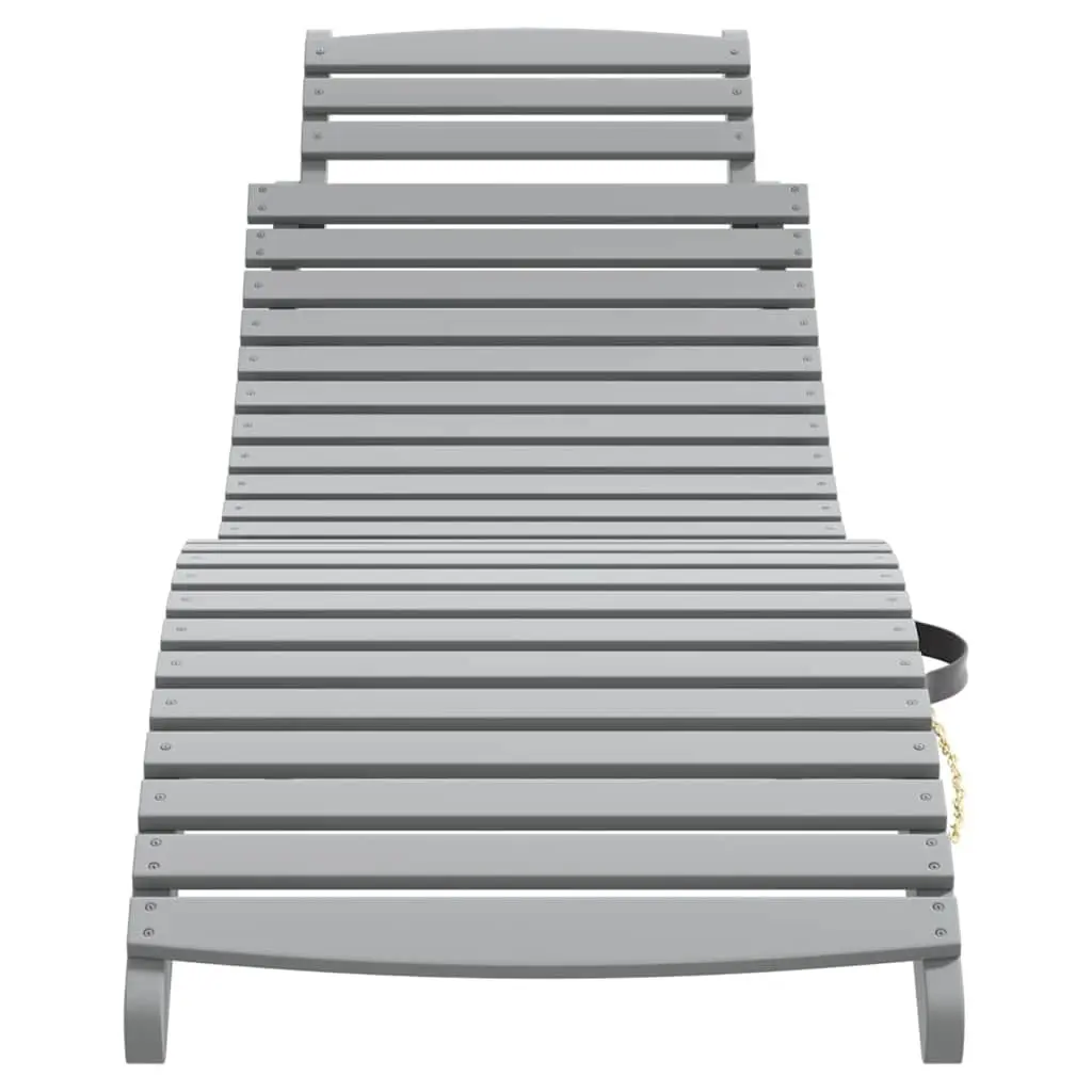Sun Lounger Grey Solid Wood Acacia Foldable Garden Patio Pool Outdoor Lounge