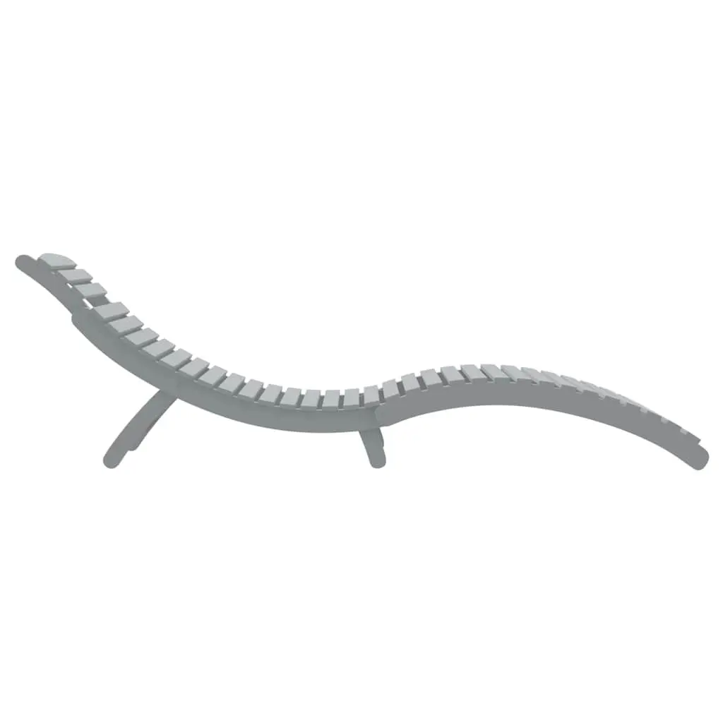Sun Lounger Grey Solid Wood Acacia Foldable Garden Patio Pool Outdoor Lounge