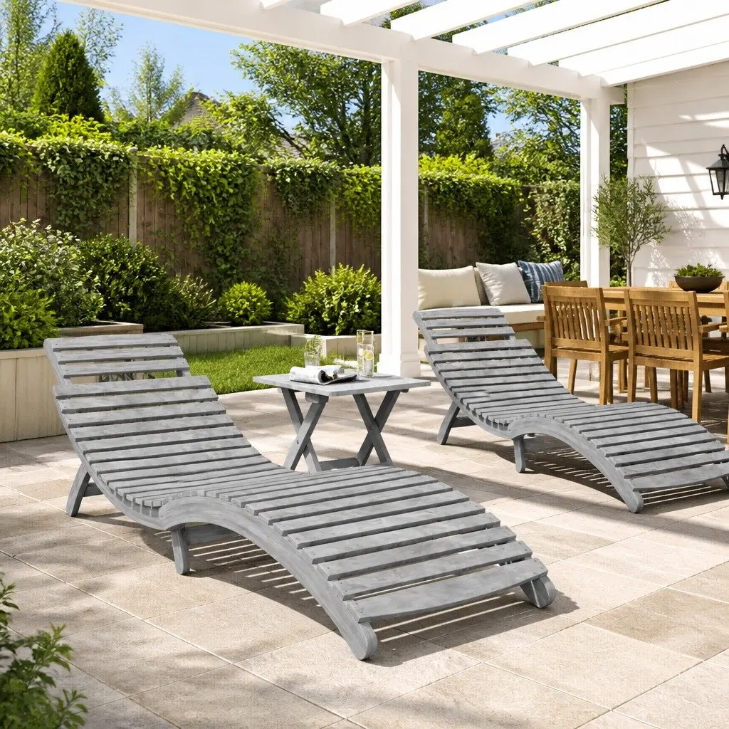 Grey Sun Lounger with Table