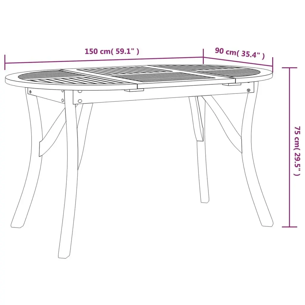 Solid Wood Garden Dining Table 150x90x75cm Outdoor Patio Furniture Brown Acacia