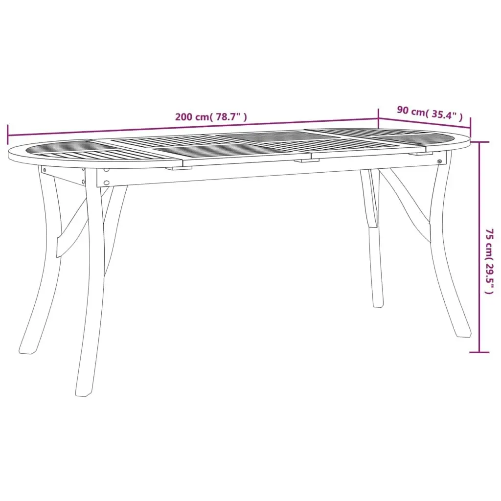 Garden Dining Table 200x90x75cm Solid Wood