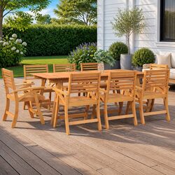 Garden Dining Table 200x90x75cm Solid Wood Acacia Outdoor Patio Furniture Brown