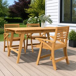 Outdoor Chairs Set of 3 Garden Seating Solid Wood Brown Patio Furniture