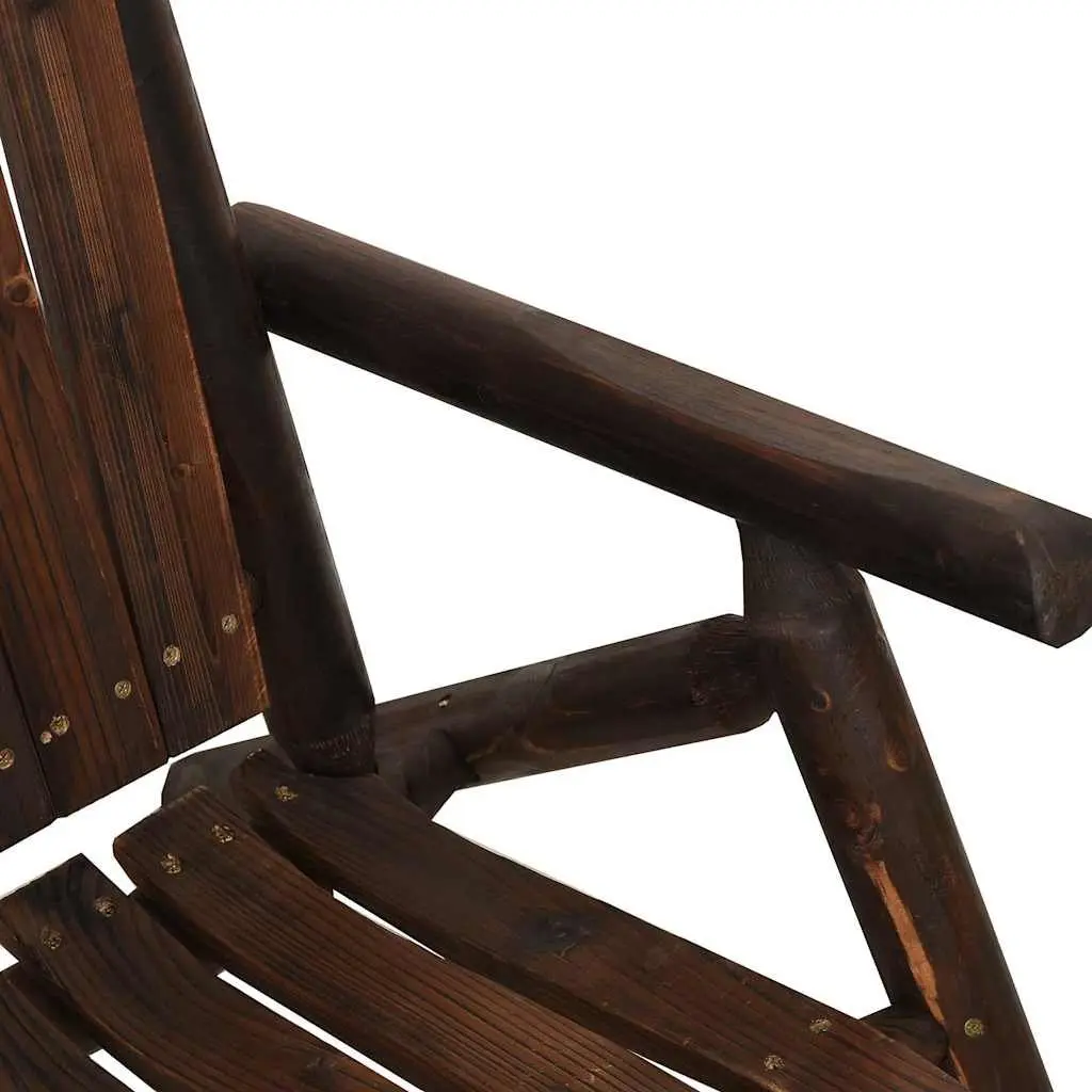 Outdoor Garden Chair Brown Solid Wood Spruce Adirondack Style Curved Seat