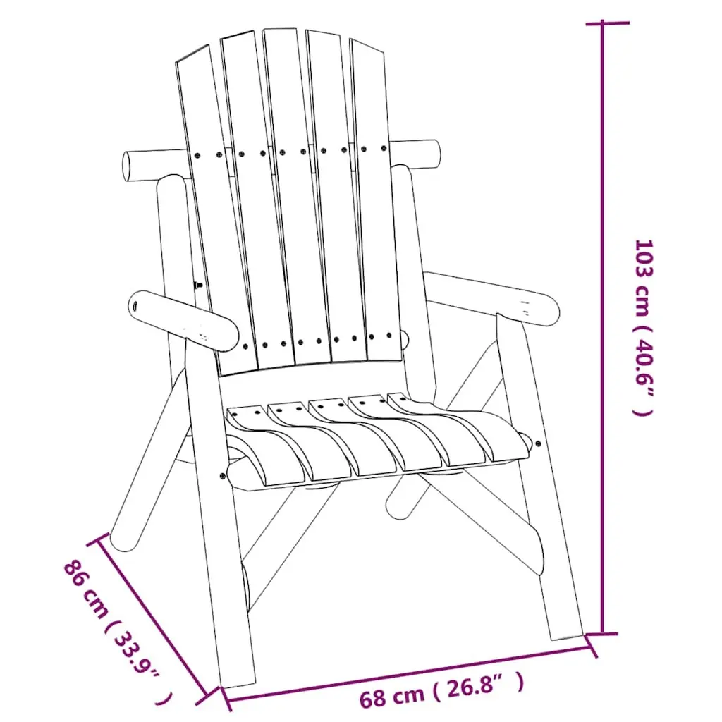 Outdoor Garden Chair Brown Solid Wood Spruce Adirondack Style Curved Seat
