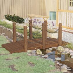 Concise, Durable Garden Bridge with Chain Railings