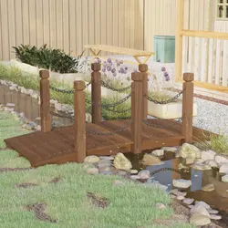 Concise, Durable Garden Bridge with Chain Railings