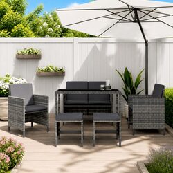 Sleek 6-Piece Garden Dining Set with Cushions