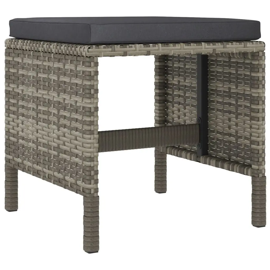 Garden Dining Set Grey 6 Piece Outdoor Furniture Poly Rattan with Cushions