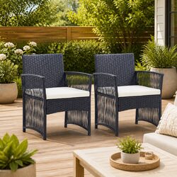 Black Garden Armchairs Set of 2 – Stylish and Comfortable