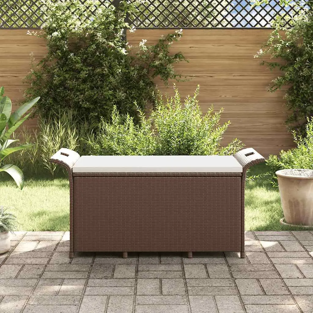 Garden Bench Brown Outdoor Storage Cushion PE Rattan Weather-resistant