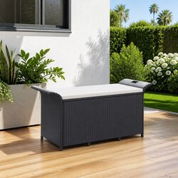 Compact Black Garden Bench with Storage Solution