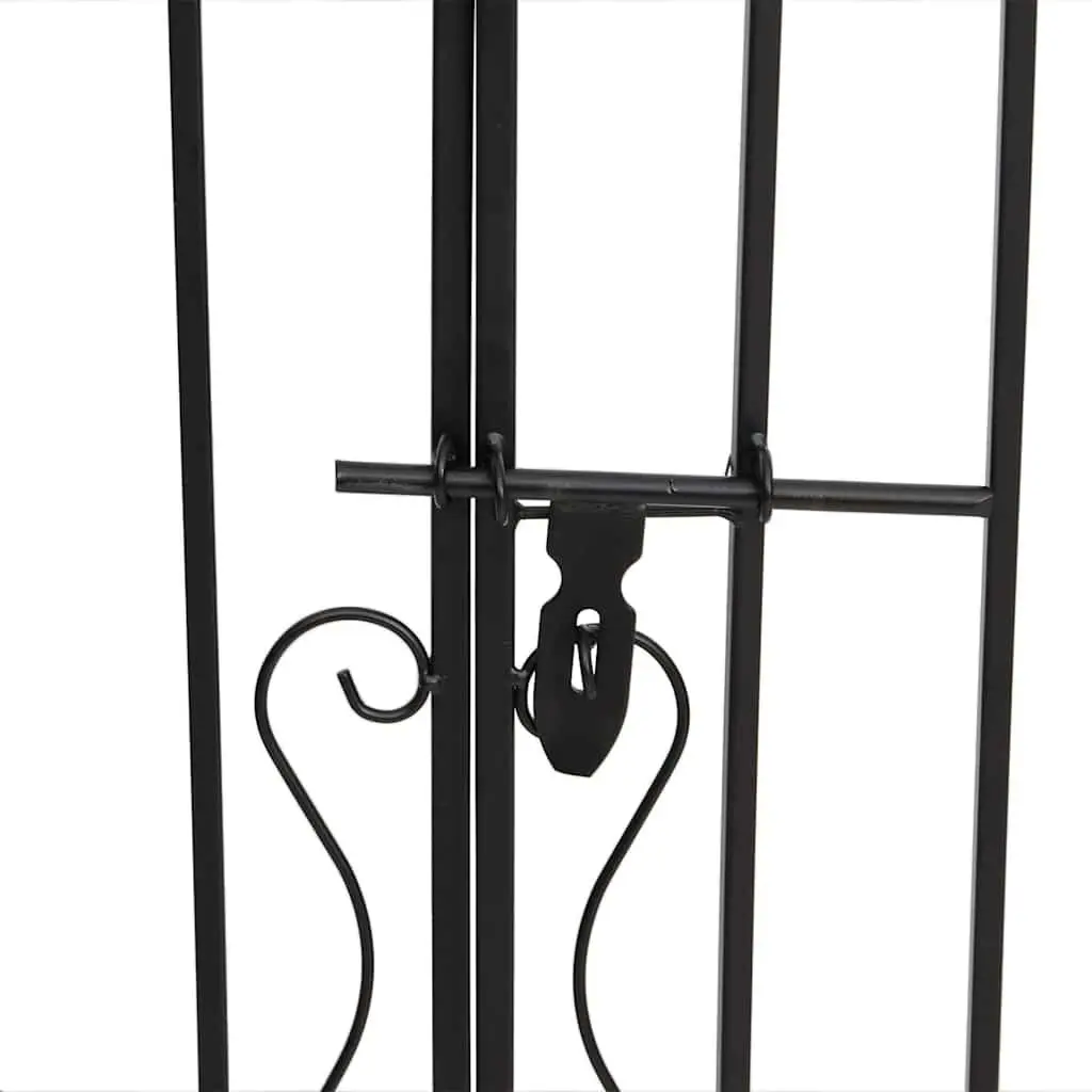 Garden Gate Black Wrought Iron Ornamental Fence Entryway 121x100cm Lockable Bolt Hinge System