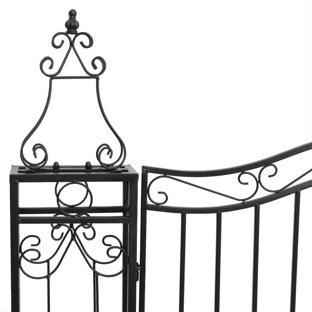 Garden Gate Black Wrought Iron Ornamental Entry with Bolt Hinge Locking System