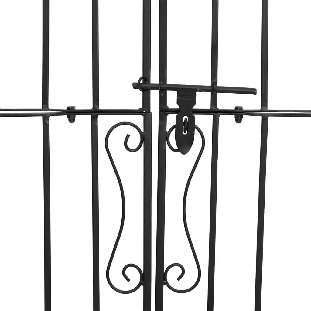 Garden Gate Black 121x180cm Wrought Iron Ornamental Fence Entryway Post