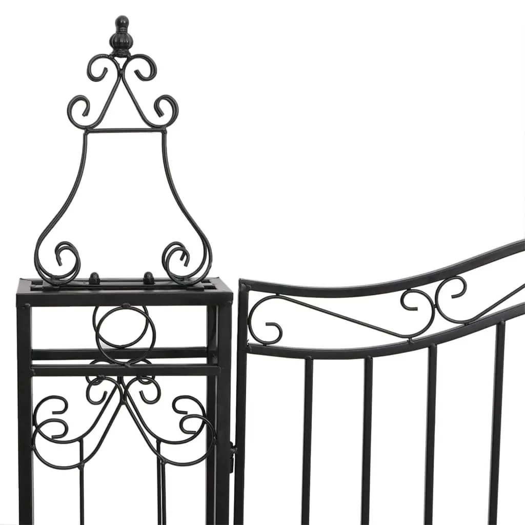 Garden Gate Black Wrought Iron 121x200cm Ornamental Outdoor Fence Entry Posts